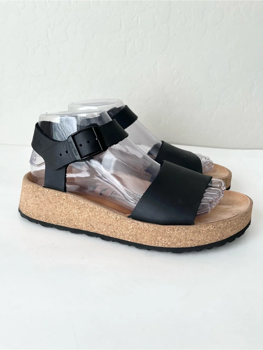 Birkenstock Papillio Glenda black leather platform sandals 38 US 7